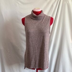 Heart & Hips Sleeveless Turtleneck Sweater - Tan MM125
